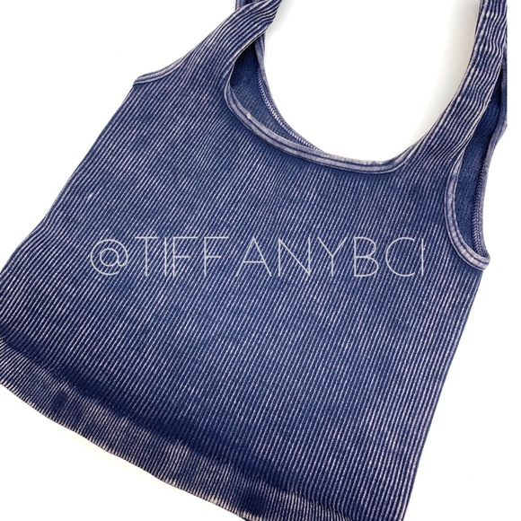 Free People Happiness Runs Square Neck Crop Deepest Navy - Picture 6 of 10